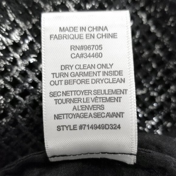 Rebecca Taylor Shiny LBD Dress Size 8 Semi Sheer Black Mesh Short Sleeves - Picture 13 of 14